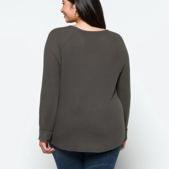 Nine Britton front tie knit top, dark grey - Picture 3 of 4